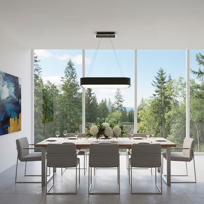 24" Integrated Square LED Chandelier, Black