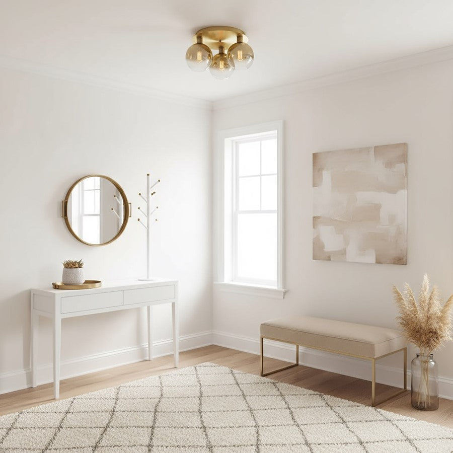 Artcraft Morning Mist Semi-Flush Mount, Gold/Clear