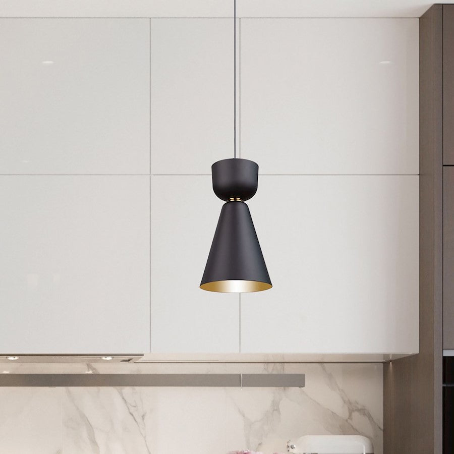 1 Light Pendant, Matte Black