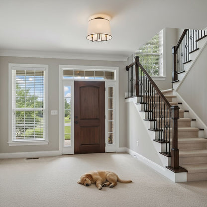 Artcraft Coco 3 Light Semi-Flush Mount, Black/Gold/White