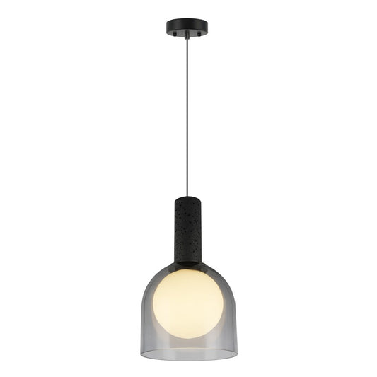 Artcraft Juna 1 Light Pendant, Black/Smoke/White - SC13380BK