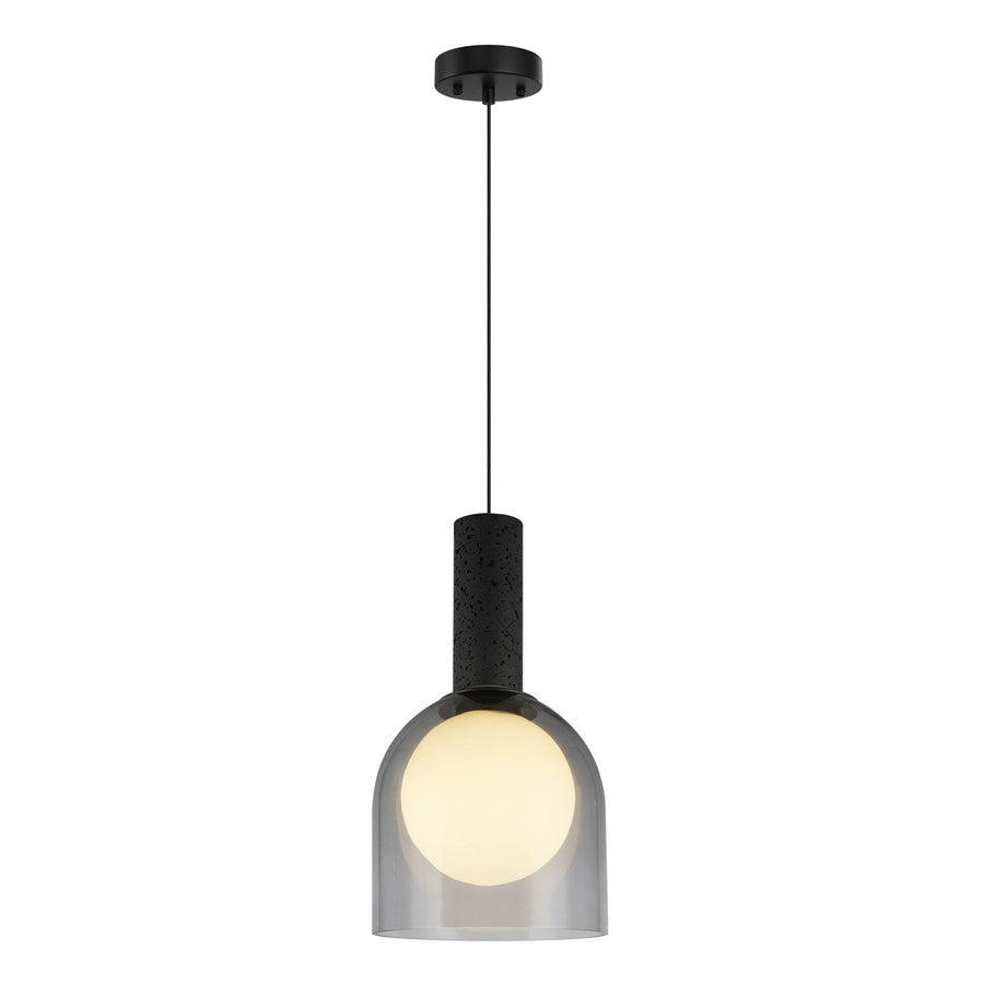 Artcraft Juna 1 Light Pendant, Black/Smoke/White