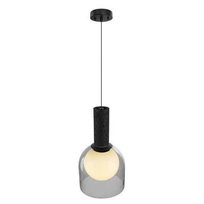 Artcraft Juna 1 Light Pendant, Black/Smoke/White