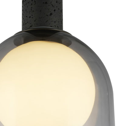 Artcraft Juna 1 Light Pendant, Black/Smoke/White