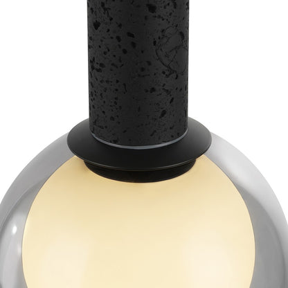 Artcraft Juna 1 Light Pendant, Black/Smoke/White