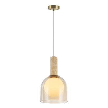Artcraft Juna 1 Light Pendant, Brass/Amber/White - SC13380BR