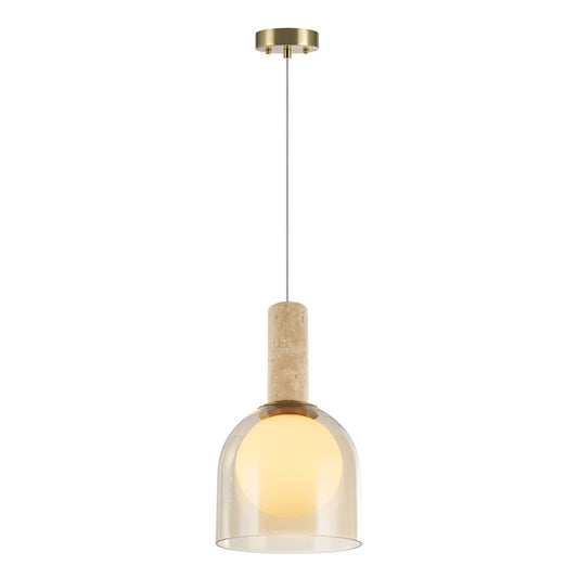 Artcraft Juna 1 Light Pendant, Brass/Amber/White - SC13380BR