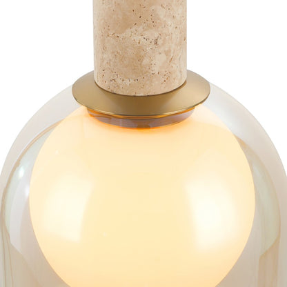 Artcraft Juna 1 Light Pendant, Brass/Amber/White