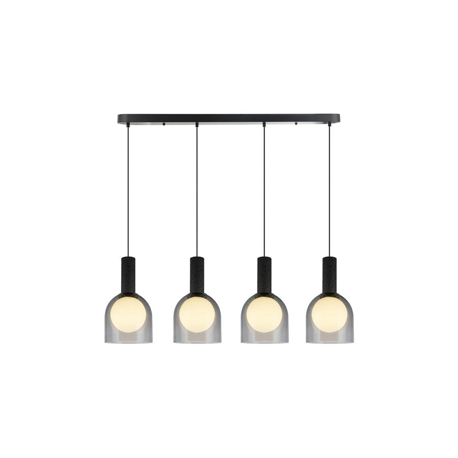 Artcraft Juna 4 Light Pendant, Black/Smoke/White - SC13384BK