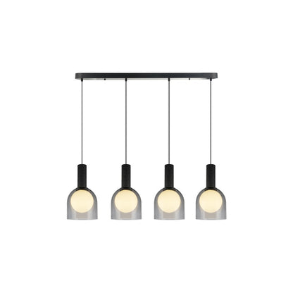 Artcraft Juna 4 Light Pendant, Black/Smoke/White - SC13384BK