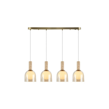 Artcraft Juna 4 Light Pendant, Brass/Amber/White - SC13384BR