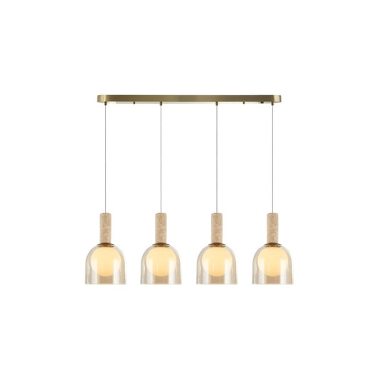 Artcraft Juna 4 Light Pendant, Brass/Amber/White - SC13384BR