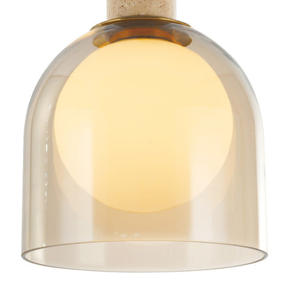 Artcraft Juna 6 Light Pendant, Brass/Amber/White