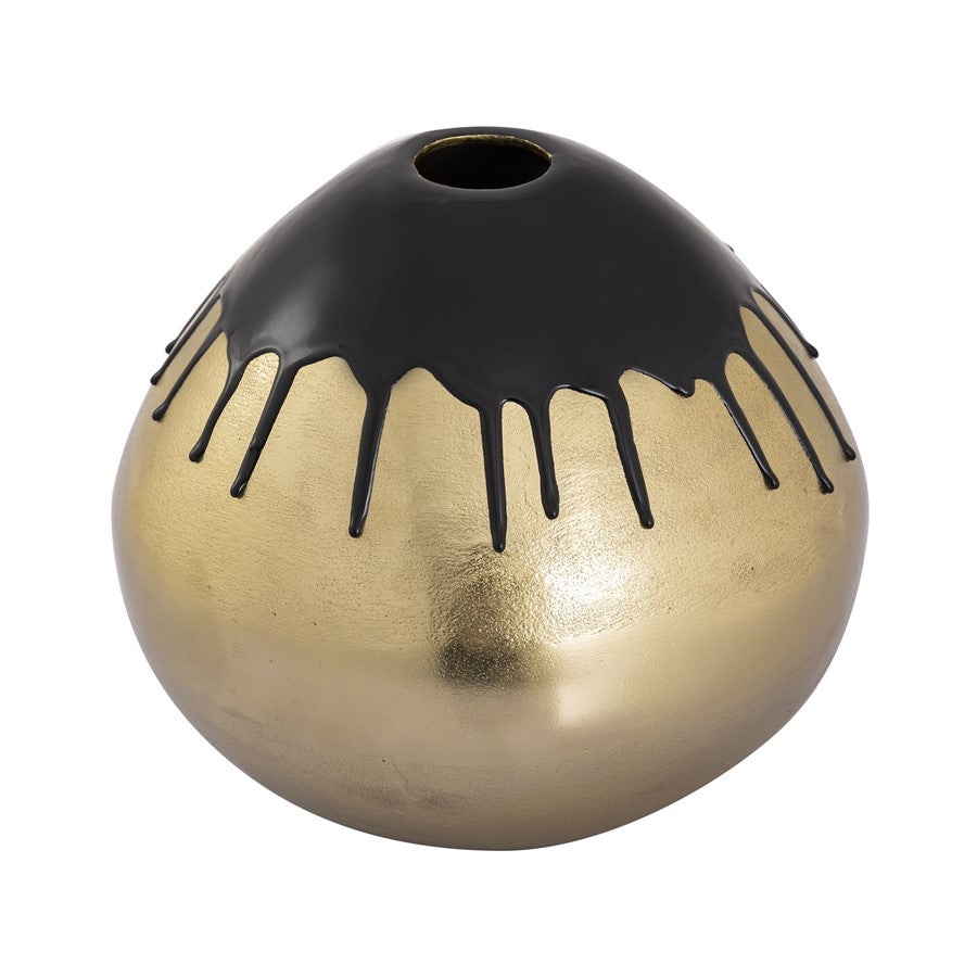 Atlas Lighting Abbott Vase Set of 2 | Brass and Black Enamel Metal | Living Room & Entryway Decor | 11 x 11 x 9 in | Model AC11002-01S