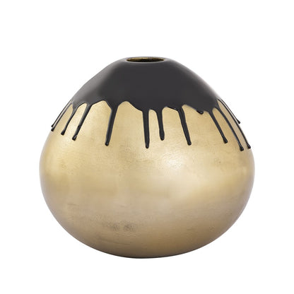 Atlas Lighting Abbott Vase Set of 2 | Brass and Black Enamel Metal | Living Room & Entryway Decor | 11 x 11 x 9 in | Model AC11002-01S