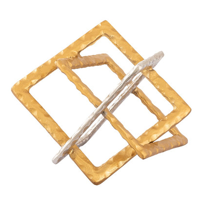 Atlas Lighting Abstract Interlocking 10in Brass and Nickel Metal Sculpture | Transitional Tabletop Art | Living Room & Office | Model AC11004-01