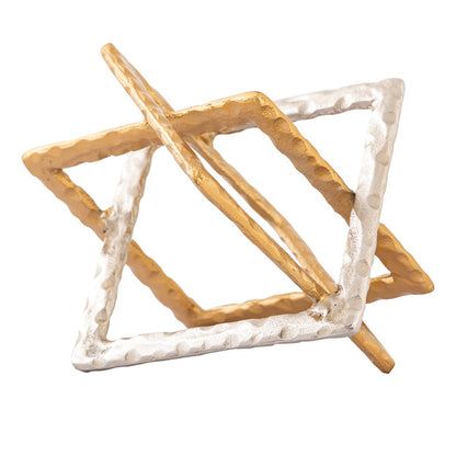 Atlas Lighting Abstract Interlocking 10in Brass and Nickel Metal Sculpture | Transitional Tabletop Art | Living Room & Office | Model AC11004-01