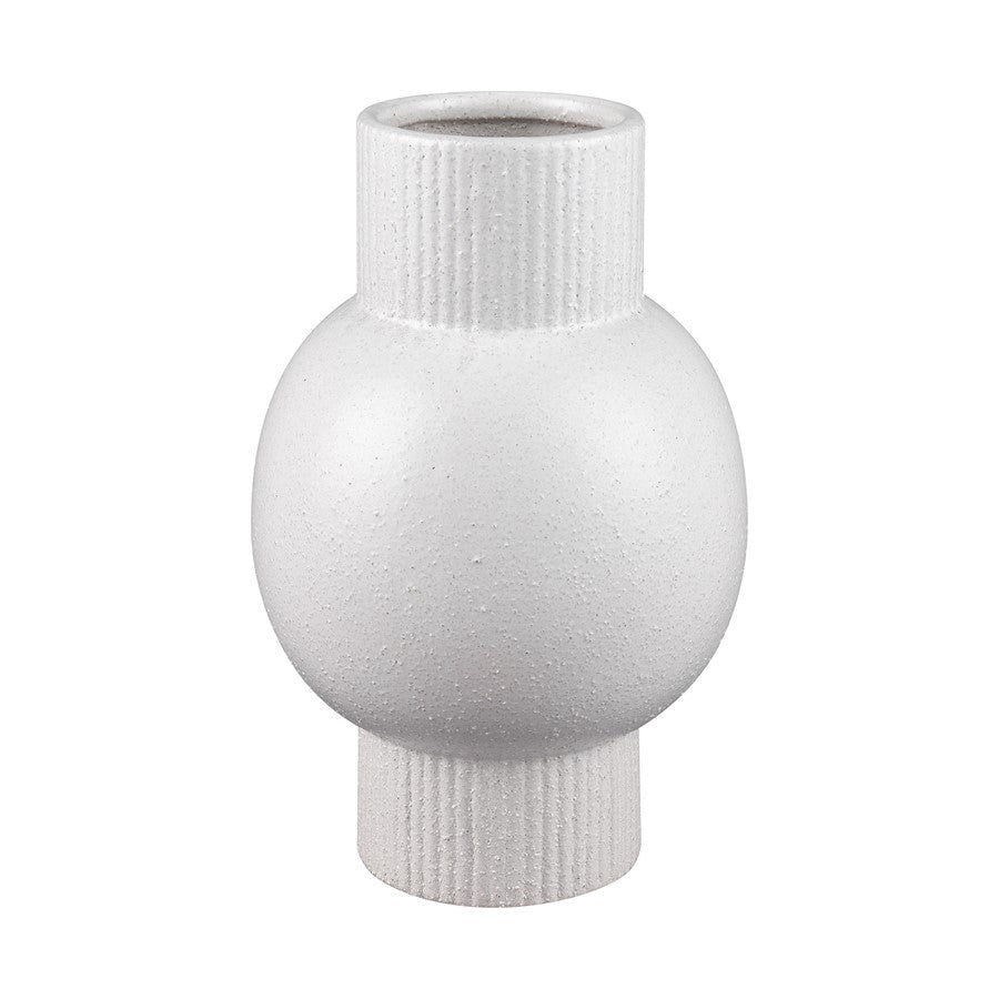 Atlas Lighting Acis 12in Tall White Earthenware Vase | Modern Sculptural Ceramic | Coastal & Scandinavian Decor | 8 x 8 x 12 in | Model AC11006-01