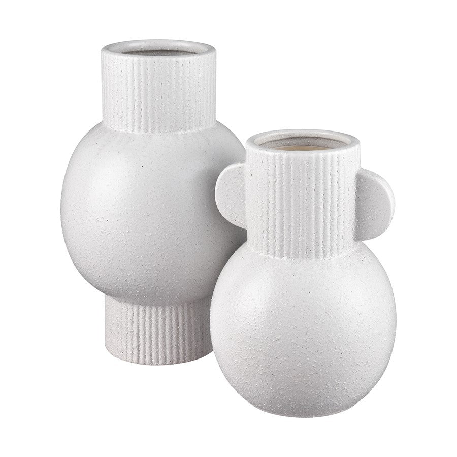 Atlas Lighting Acis 12in Tall White Earthenware Vase | Modern Sculptural Ceramic | Coastal & Scandinavian Decor | 8 x 8 x 12 in | Model AC11006-01
