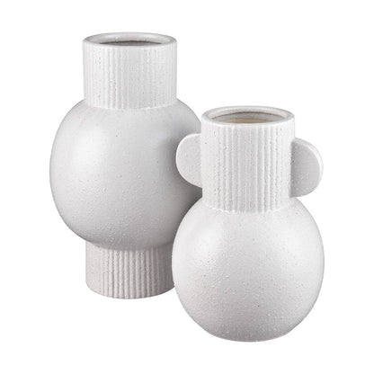 Atlas Lighting Acis 12in Tall White Earthenware Vase | Modern Sculptural Ceramic | Coastal & Scandinavian Decor | 8 x 8 x 12 in | Model AC11006-01