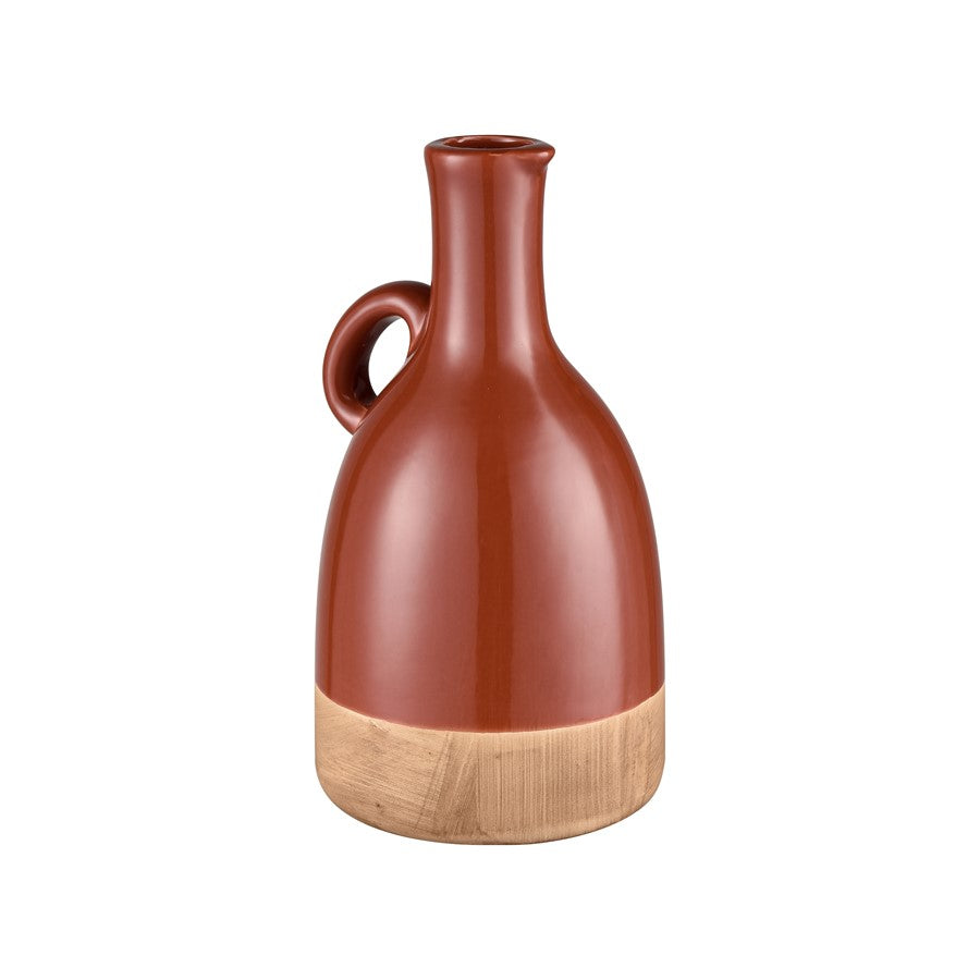 Atlas Lighting Adara Small Vase | Transitional Brick Red Earthenware | Entryway & Shelf Decor | 6.25 x 6 x 11 in | Model AC11007-01