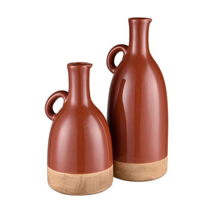 Atlas Lighting Adara Small Vase | Transitional Brick Red Earthenware | Entryway & Shelf Decor | 6.25 x 6 x 11 in | Model AC11007-01