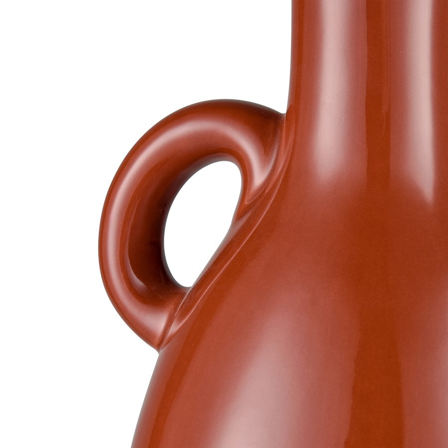Atlas Lighting Adara Small Vase | Transitional Brick Red Earthenware | Entryway & Shelf Decor | 6.25 x 6 x 11 in | Model AC11007-01