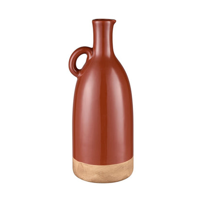 Atlas Lighting Adara Large Vase | Transitional Brick Red Earthenware | Entryway & Floor Decor | 6.25 x 6 x 15 in | Model AC11007-02