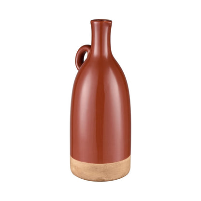 Atlas Lighting Adara Large Vase | Transitional Brick Red Earthenware | Entryway & Floor Decor | 6.25 x 6 x 15 in | Model AC11007-02