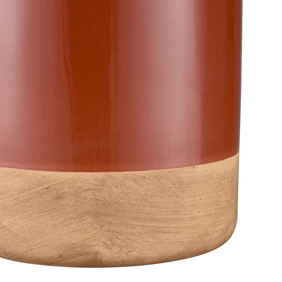 Atlas Lighting Adara Large Vase | Transitional Brick Red Earthenware | Entryway & Floor Decor | 6.25 x 6 x 15 in | Model AC11007-02