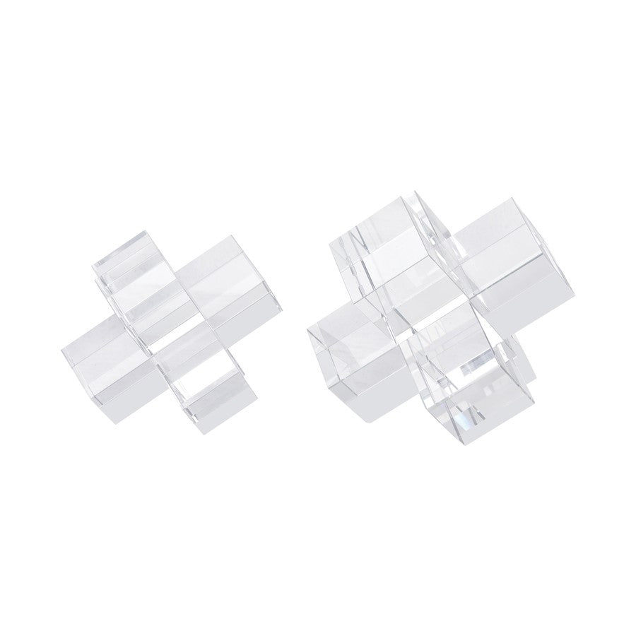 Atlas Lighting Addition Bookend Set of 2 | Modern Clear Crystal | Bookshelf & Desk Decor | 6 x 6 x 6 in | Model AC11010-01S