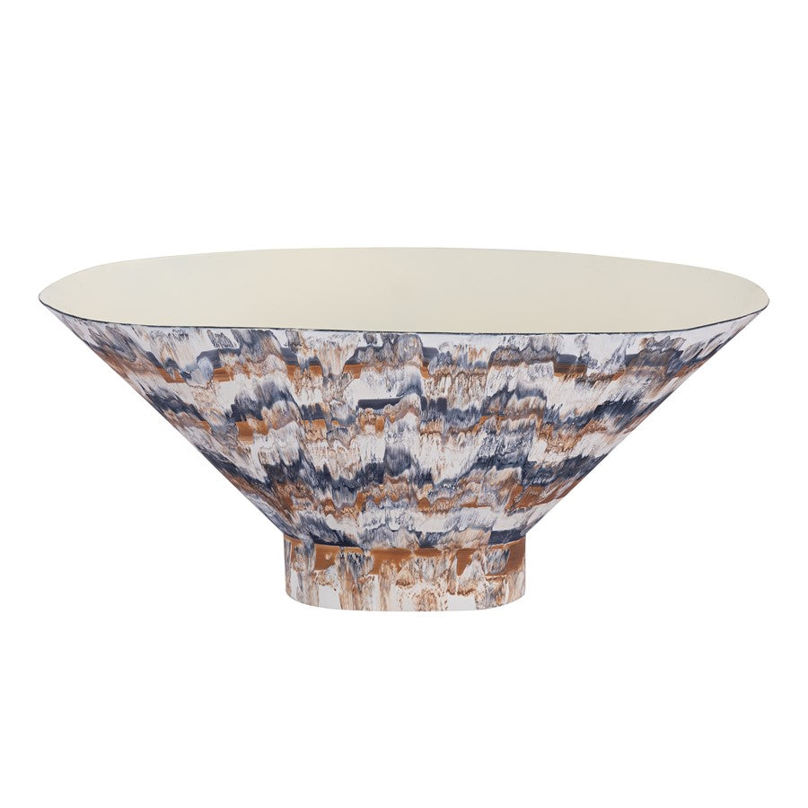 Atlas Lighting Adler 15in Amber Metal Decorative Bowl | Transitional Centerpiece | Living Room & Entryway Decor | 15.5 x 8 x 6.5 in | Model AC11011-02