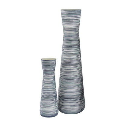 Atlas Lighting Adler 22in Blue Metal Vase | Transitional Sculpture | Living Room & Entryway Decor | 6.5 x 6.5 x 22.25 in | Model AC11012-03