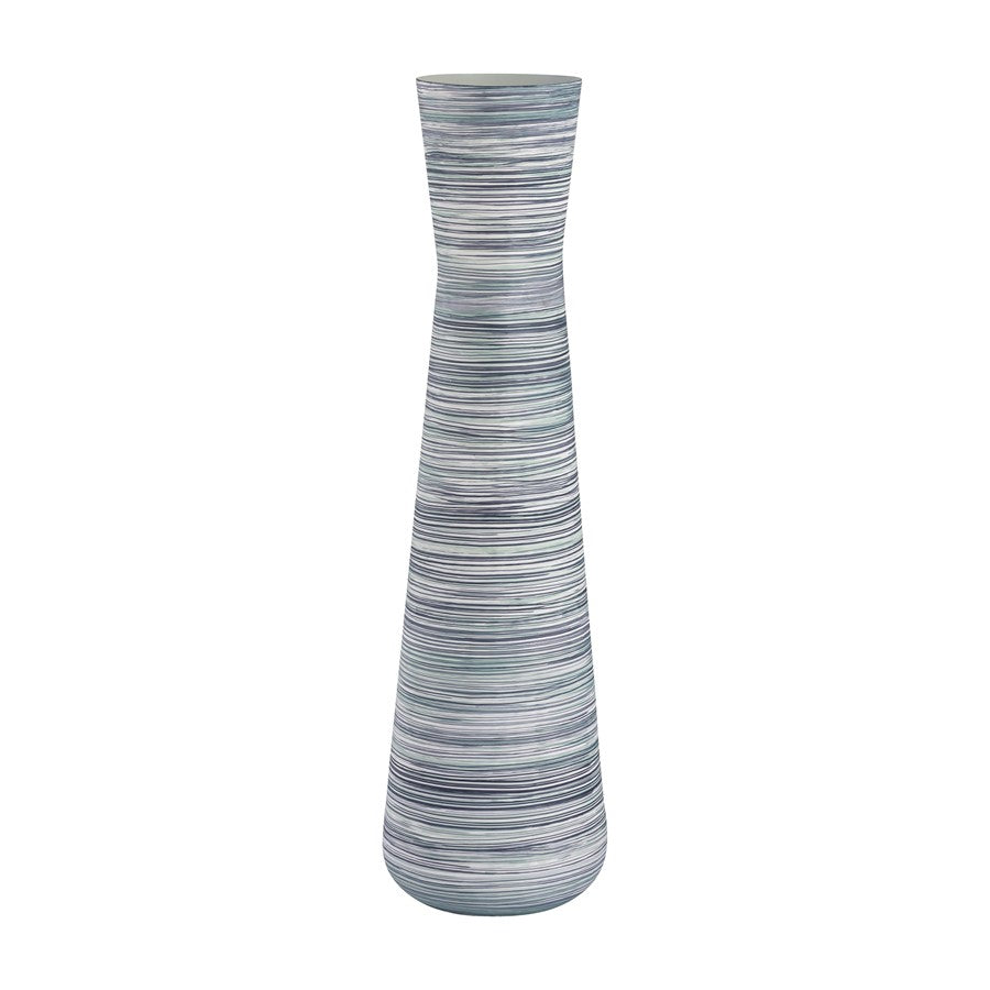 Atlas Lighting Adler 28in Tall Blue Metal Vase | Transitional Striped Glaze | Living Room & Entryway Decor | 7.75 x 7.75 x 28 in | Model AC11012-04