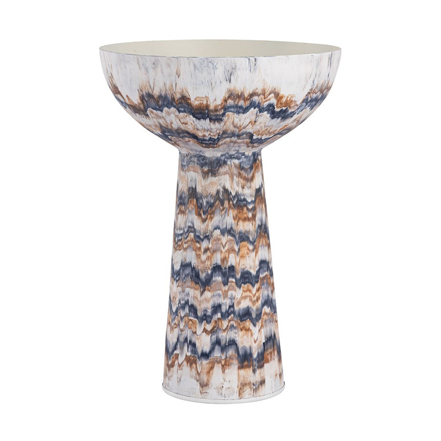 Atlas Lighting Adler 18in Amber Metal Pedestal Bowl | Transitional Striped Glaze | Kitchen & Entryway Decor | 12 x 12 x 18.5 in | Model AC11013-02