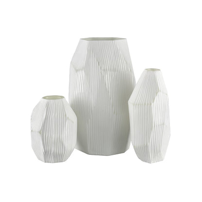 Atlas Lighting Aggie 16in White Glass Vase | Modern Faceted Frosted | Living Room & Coastal Decor | 9.5 x 9.5 x 16.25 in | Model AC11014-01
