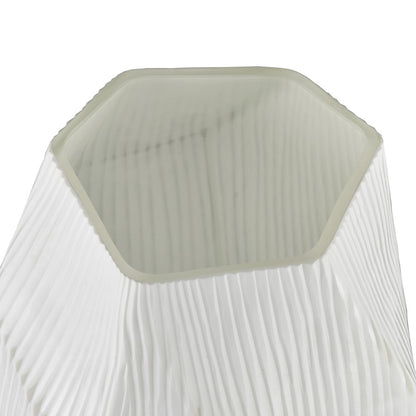 Atlas Lighting Aggie 16in White Glass Vase | Modern Faceted Frosted | Living Room & Coastal Decor | 9.5 x 9.5 x 16.25 in | Model AC11014-01