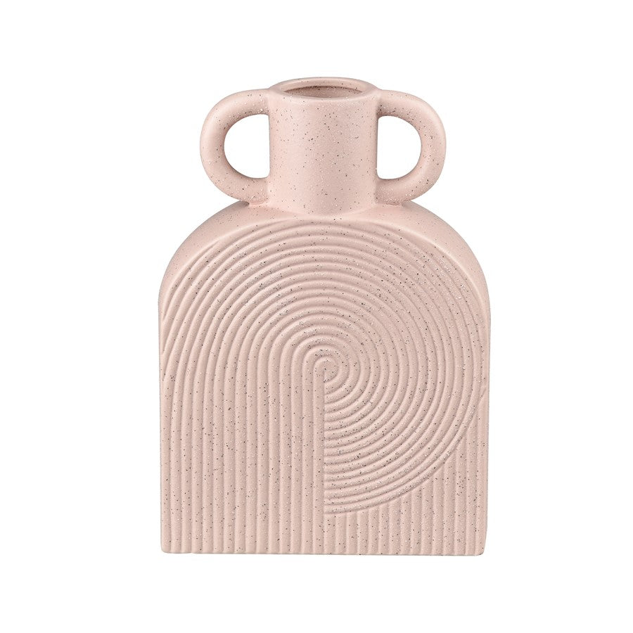Atlas Lighting Agna Medium Vase | Light Pink Earthenware Modern Sculptural | Living Room & Entryway Decor | 6.5 x 2.375 x 9.5 in | Model AC11015-01