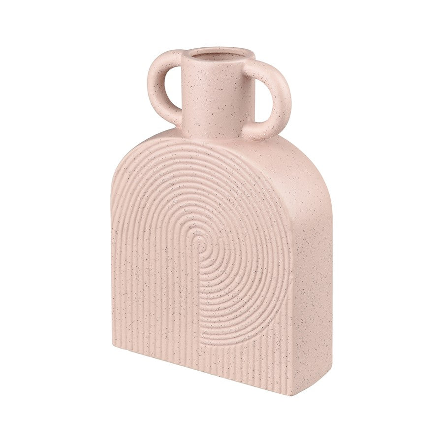 Atlas Lighting Agna Medium Vase | Light Pink Earthenware Modern Sculptural | Living Room & Entryway Decor | 6.5 x 2.375 x 9.5 in | Model AC11015-01