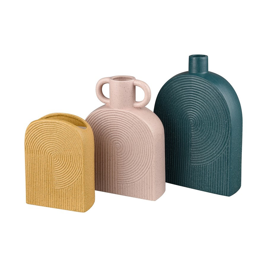 Atlas Lighting Agna Medium Vase | Light Pink Earthenware Modern Sculptural | Living Room & Entryway Decor | 6.5 x 2.375 x 9.5 in | Model AC11015-01