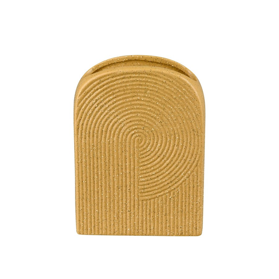 Atlas Lighting Agna Small Vase | Yellow Earthenware Modern Sculptural | Living Room & Entryway Decor | 5 x 2.375 x 7.25 in | Model AC11016-01