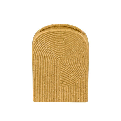 Atlas Lighting Agna Small Vase | Yellow Earthenware Modern Sculptural | Living Room & Entryway Decor | 5 x 2.375 x 7.25 in | Model AC11016-01