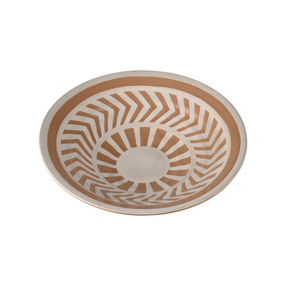 Atlas Lighting Aidy Bowl Set of 2 | Glazed Terracotta Earthenware with White Geometric Pattern | Kitchen & Dining Room Decor | Model AC11017-01S