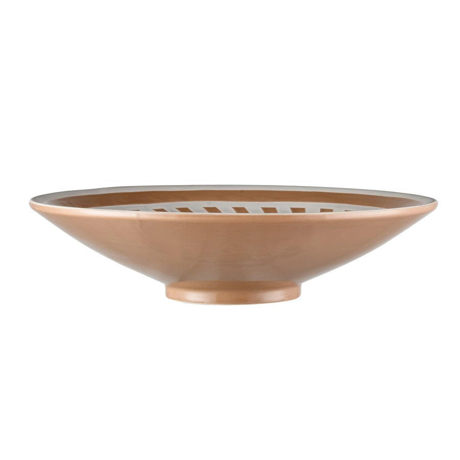 Atlas Lighting Aidy Bowl Set of 2 | Glazed Terracotta Earthenware with White Geometric Pattern | Kitchen & Dining Room Decor | Model AC11017-01S