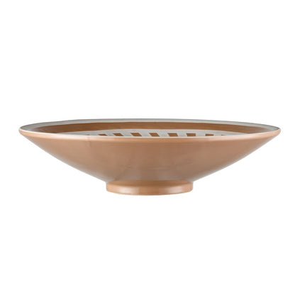 Atlas Lighting Aidy Bowl Set of 2 | Glazed Terracotta Earthenware with White Geometric Pattern | Kitchen & Dining Room Decor | Model AC11017-01S
