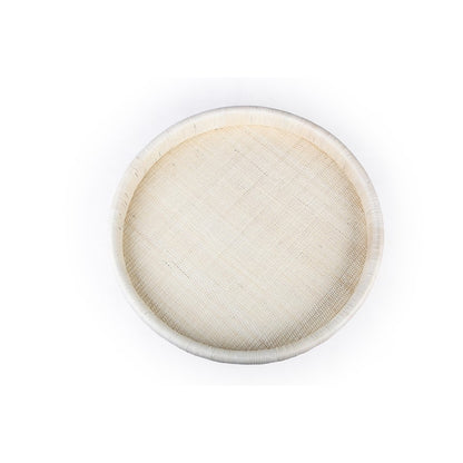 Atlas Lighting Akio 24in Round Serving Tray | Natural Hand-Wrapped Rattan and Wood | Living Room & Kitchen Display | Model AC11019-02