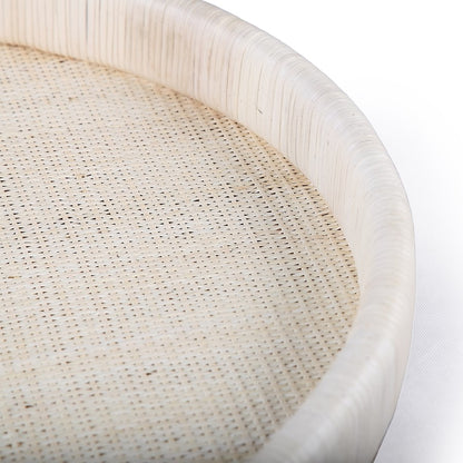Atlas Lighting Akio 24in Round Serving Tray | Natural Hand-Wrapped Rattan and Wood | Living Room & Kitchen Display | Model AC11019-02