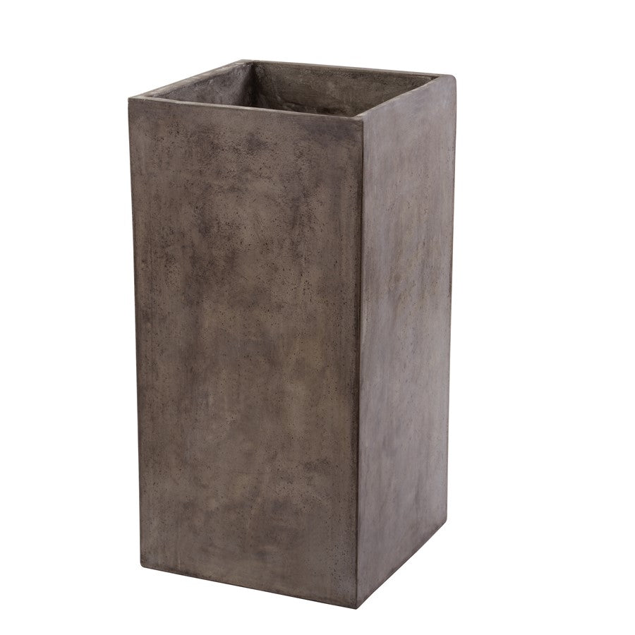 Atlas Lighting Al Fresco 16in Square Planter | Polished Concrete Short Gray | Indoor & Outdoor Garden | 16 x 16 x 32 in | Model AC11020-01