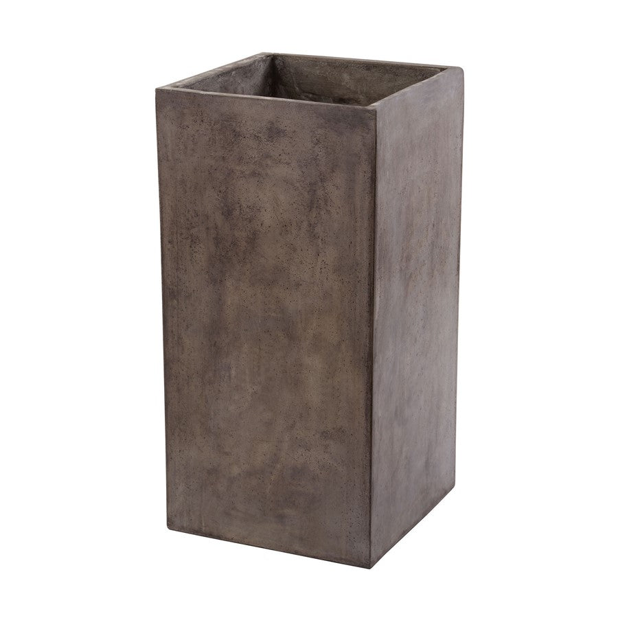 Atlas Lighting Al Fresco 16in Square Planter | Polished Concrete Short Gray | Indoor & Outdoor Garden | 16 x 16 x 32 in | Model AC11020-01