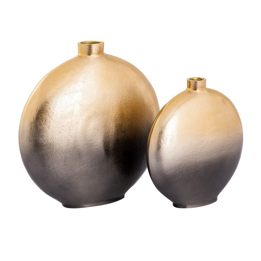 Atlas Lighting Alana Set of 2 Metal Vases | Gold Ombre Finish | Modern Sculpture & Single Bloom Display | 15 x 5 x 15 in | Model AC11021-01S